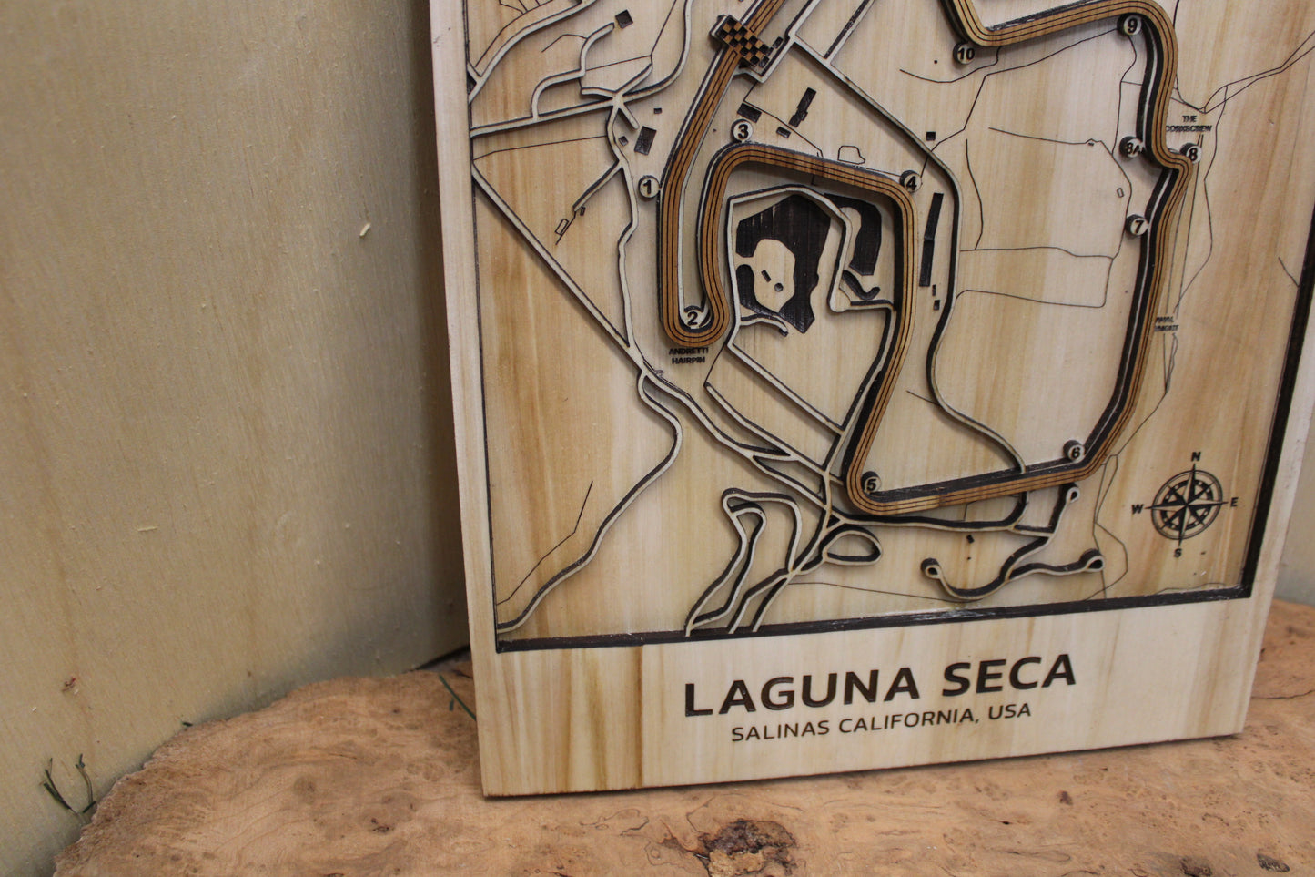 Laguna Seca International Race Track Topography Map Wall Decor