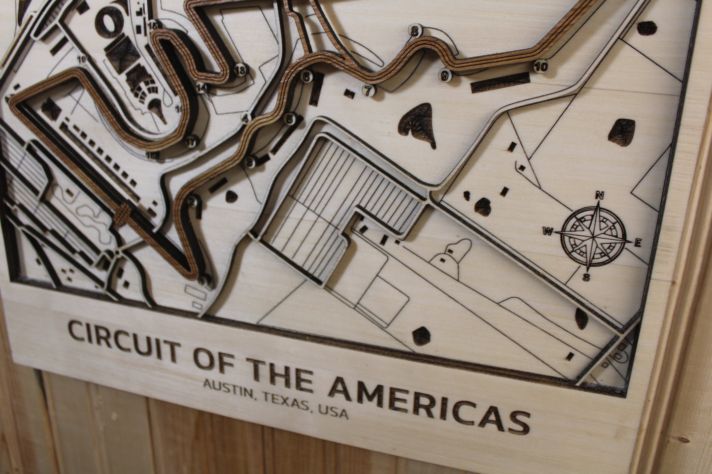 Racetrack Topography Engraved Wall Map F1/NASCAR/Motorcross