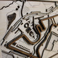 Racetrack Topography Engraved Wall Map F1/NASCAR/Motorcross