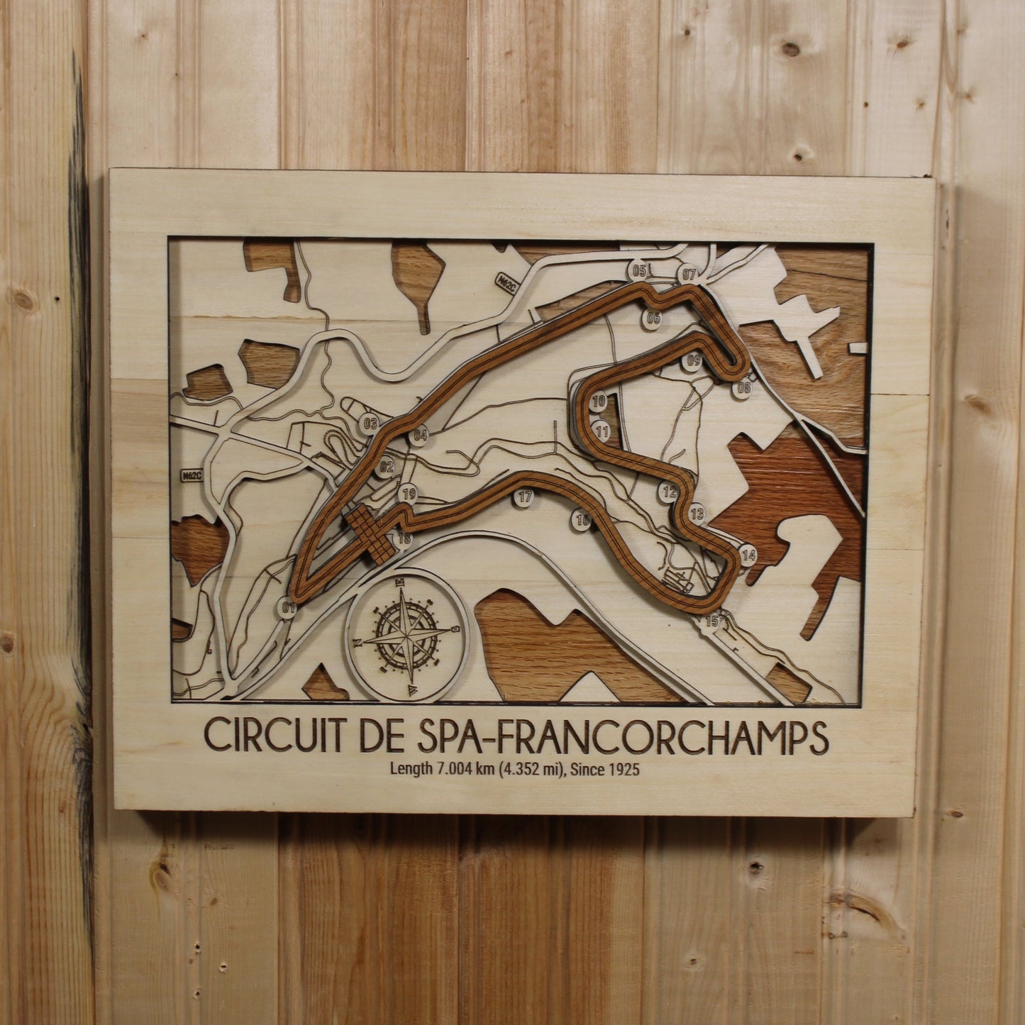 Racetrack Topography Engraved Wall Map F1/NASCAR/Motorcross