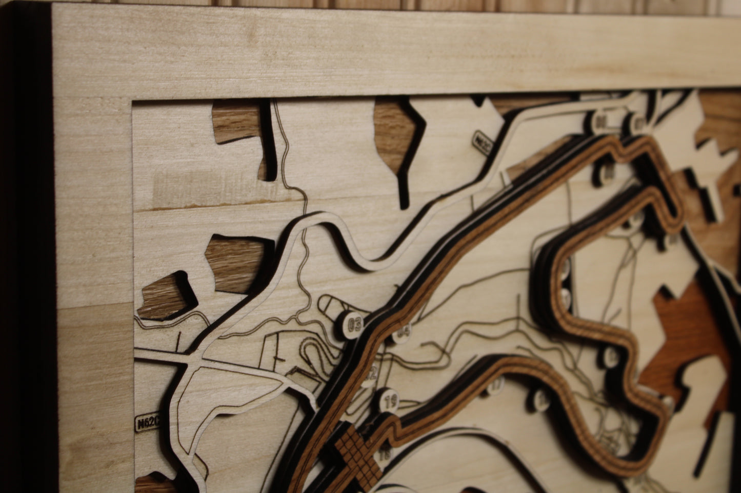 Racetrack Topography Engraved Wall Map F1/NASCAR/Motorcross