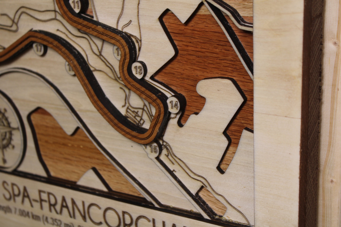 Racetrack Topography Engraved Wall Map F1/NASCAR/Motorcross