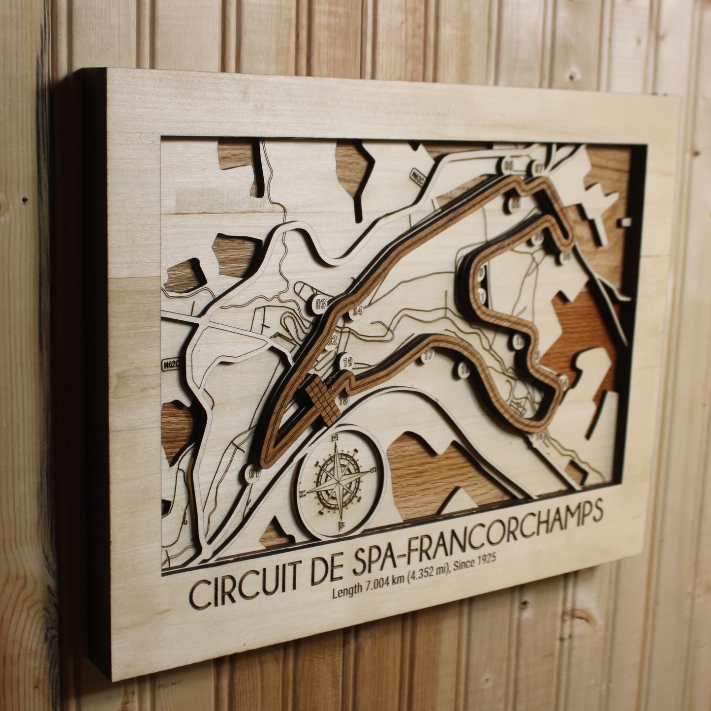 Racetrack Topography Engraved Wall Map F1/NASCAR/Motorcross