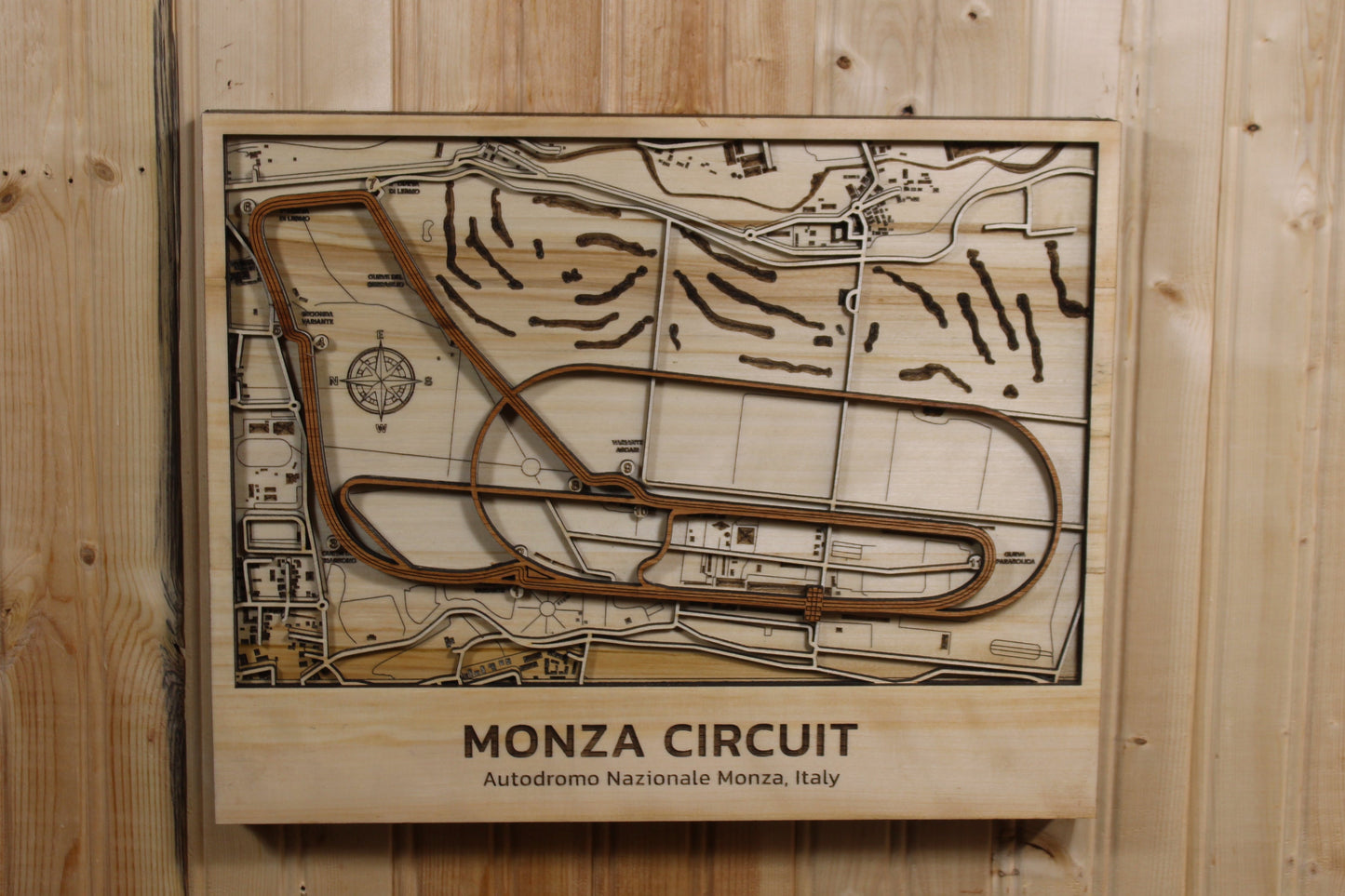 Racetrack Topography Engraved Wall Map F1/NASCAR/Motorcross