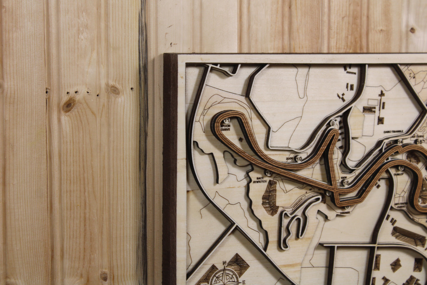 Racetrack Topography Engraved Wall Map F1/NASCAR/Motorcross