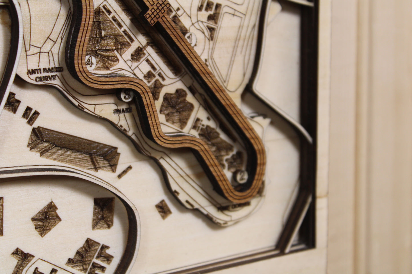 Racetrack Topography Engraved Wall Map F1/NASCAR/Motorcross