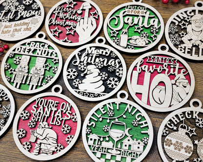 Naughty But Nice- Laser Cut Wooden Ornaments