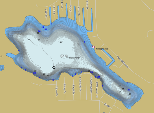 Knapp Lake Indiana Topographic Depth Map
