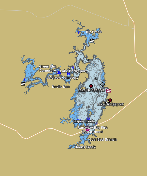 Lake Bridgeport Texas Topographic Depth Map