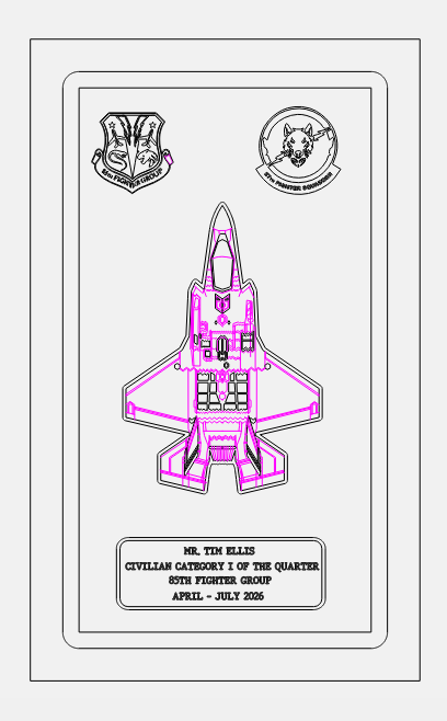 Lockheed Martin F-35 Lightning Laser Engraving -Military Service Award/Gift PCS-Vertical