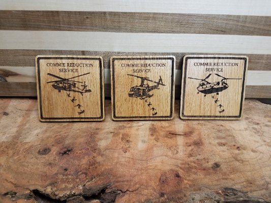 Wooden Commie Reduction Service Coasters 4" Square