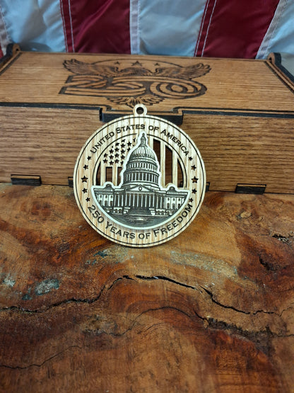 America 250 Wood Ornament Collection